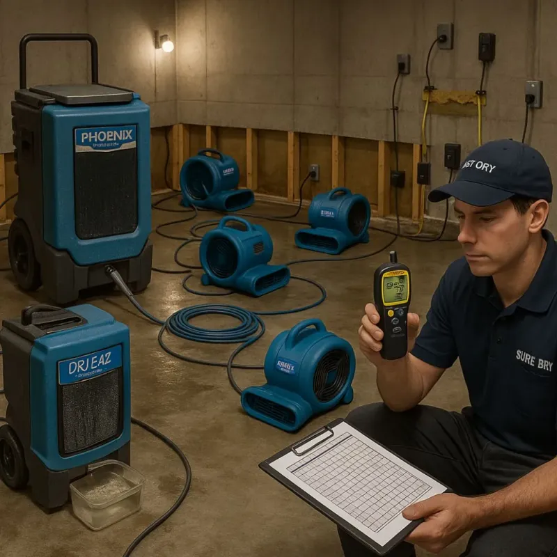 Structural Drying and Dehumidification process in Long Hill, CT